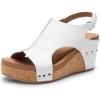 DREAM PAIRS Women’s Platform Wedge Sandals, Comfortable Peep-Toe Cork Casual & Dressy Summer Lightweight Shoes for All Day Wear(White)
