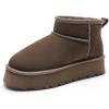 DREAM PAIRS Women’s Platform Winter Snow Boots Genuine Suede, Water Resistant Mini Ankle Boots Stable Lightweight Booties Anti-Slip with Memory Foam Outdoor Fuzzy(Taupe)
