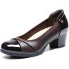 DREAM PAIRS Women’s Pumps Low Chunky Block Closed Toe Shoes Work Comfortable Heels Round Toe Dress(Brown)
