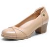 DREAM PAIRS Women’s Pumps Low Chunky Block Closed Toe Shoes Work Comfortable Heels Round Toe Dress(Nude)