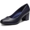 DREAM PAIRS Women’s Pumps Low Chunky Block Heel Dress Shoes Closed Round Toe Comfortable Heels(Navy-pu)