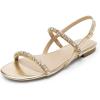 DREAM PAIRS Women’s Rhinestone Sandals Open Toe Casual Dressy Sparkly Comfortable Flat Summer Shoes(Gold)