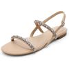 DREAM PAIRS Women’s Rhinestone Sandals Open Toe Casual Dressy Sparkly Comfortable Flat Summer Shoes(Nude)