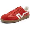 DREAM PAIRS Women’s Tennis Sneakers Walking Flat Low-Top Casual Lace-Up Comfortable Nia Fashion Sneakers Shoes(Red/White)