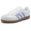 DREAM PAIRS Women’s Tennis Sneakers Walking Flat Low-Top Casual Lace-Up Comfortable Nia Fashion Sneakers Shoes(White Blue)