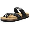 DREAM PAIRS Women’s Thong Slide Sandals with Cork Footbed Open Toe Adjustable Slip On Slippers Comfort Flat Sandals for Summer(Black)