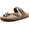 DREAM PAIRS Women’s Thong Slide Sandals with Cork Footbed Open Toe Adjustable Slip On Slippers Comfort Flat Sandals for Summer(Brown)