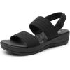 DREAM PAIRS Women’s Walking Sandals Lightweight Soft Footbed Low Wedge Comfort Indoor Outdoor Flat Sandals(All Black)
