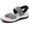 DREAM PAIRS Women’s Walking Sandals Lightweight Soft Footbed Low Wedge Comfort Indoor Outdoor Flat Sandals(Black)