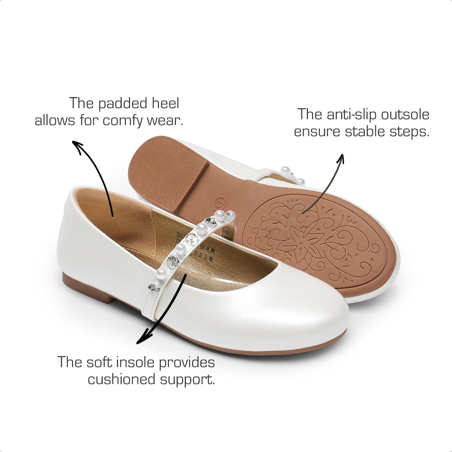imageDREAM PAIRS Girls Mary Jane Dress Shoes Ballerina Flats for Wedding Party ToddlerLittle KidBig KidIvory W