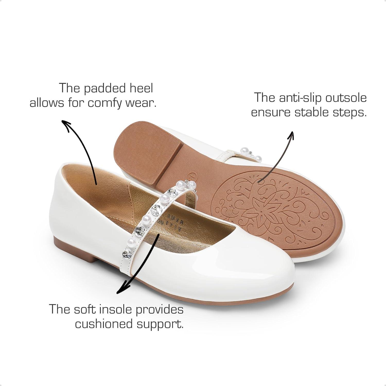 imageDREAM PAIRS Girls Mary Jane Dress Shoes Ballerina Flats for Wedding Party ToddlerLittle KidBig KidWhite W