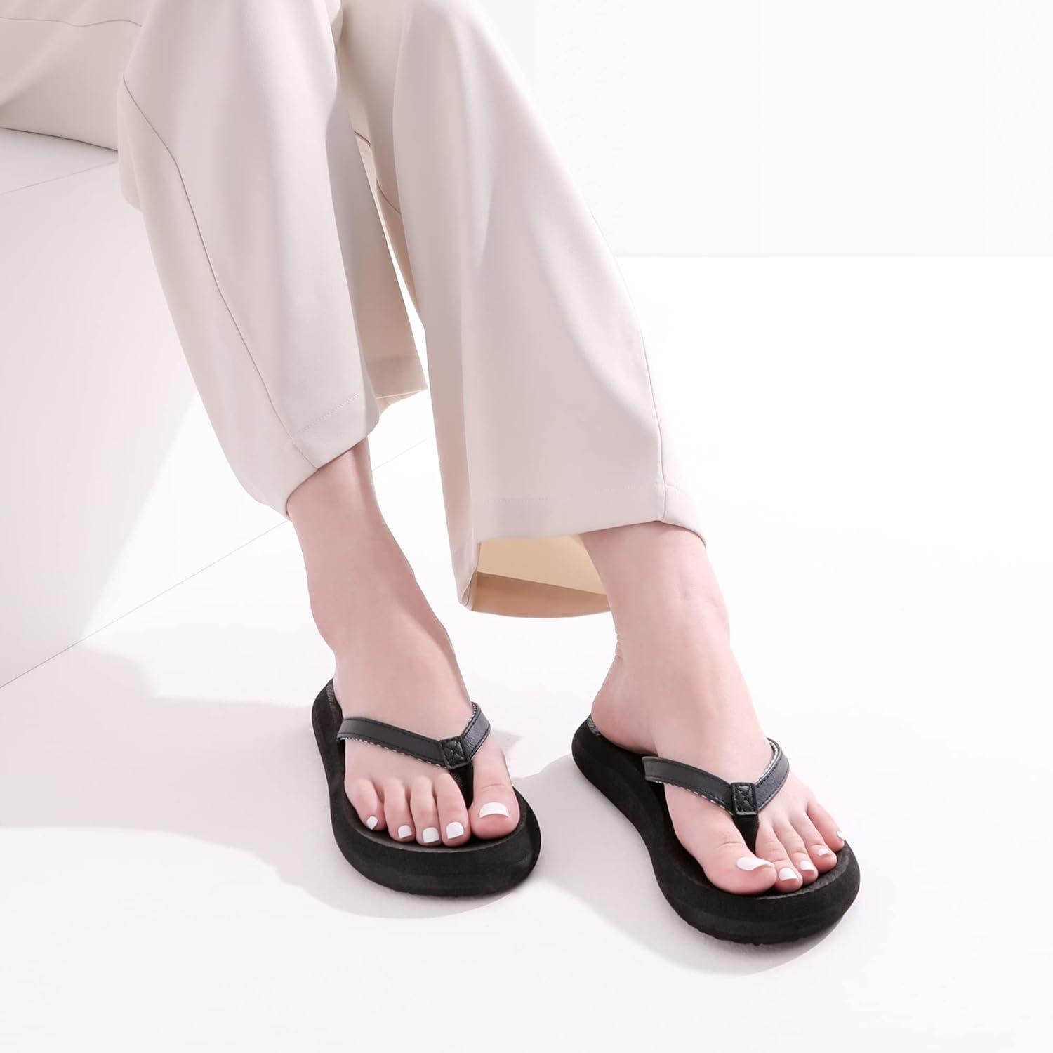 imageDREAM PAIRS Womens Arch Support Flip Flops Comfortable Soft Cushion Thong Sandals for Summer Beach Daily Casual WearBlack