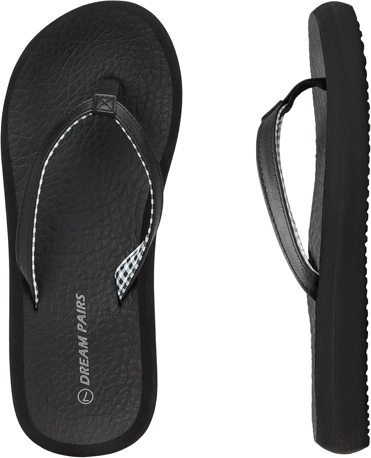 imageDREAM PAIRS Womens Arch Support Flip Flops Comfortable Soft Cushion Thong Sandals for Summer Beach Daily Casual WearBlack