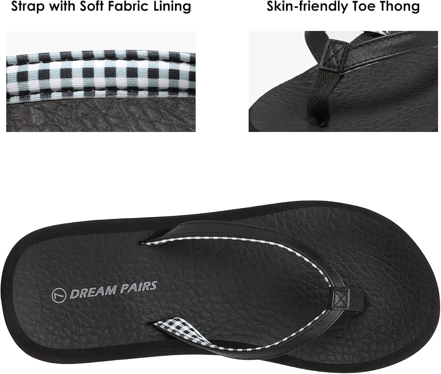 imageDREAM PAIRS Womens Arch Support Flip Flops Comfortable Soft Cushion Thong Sandals for Summer Beach Daily Casual WearBlack