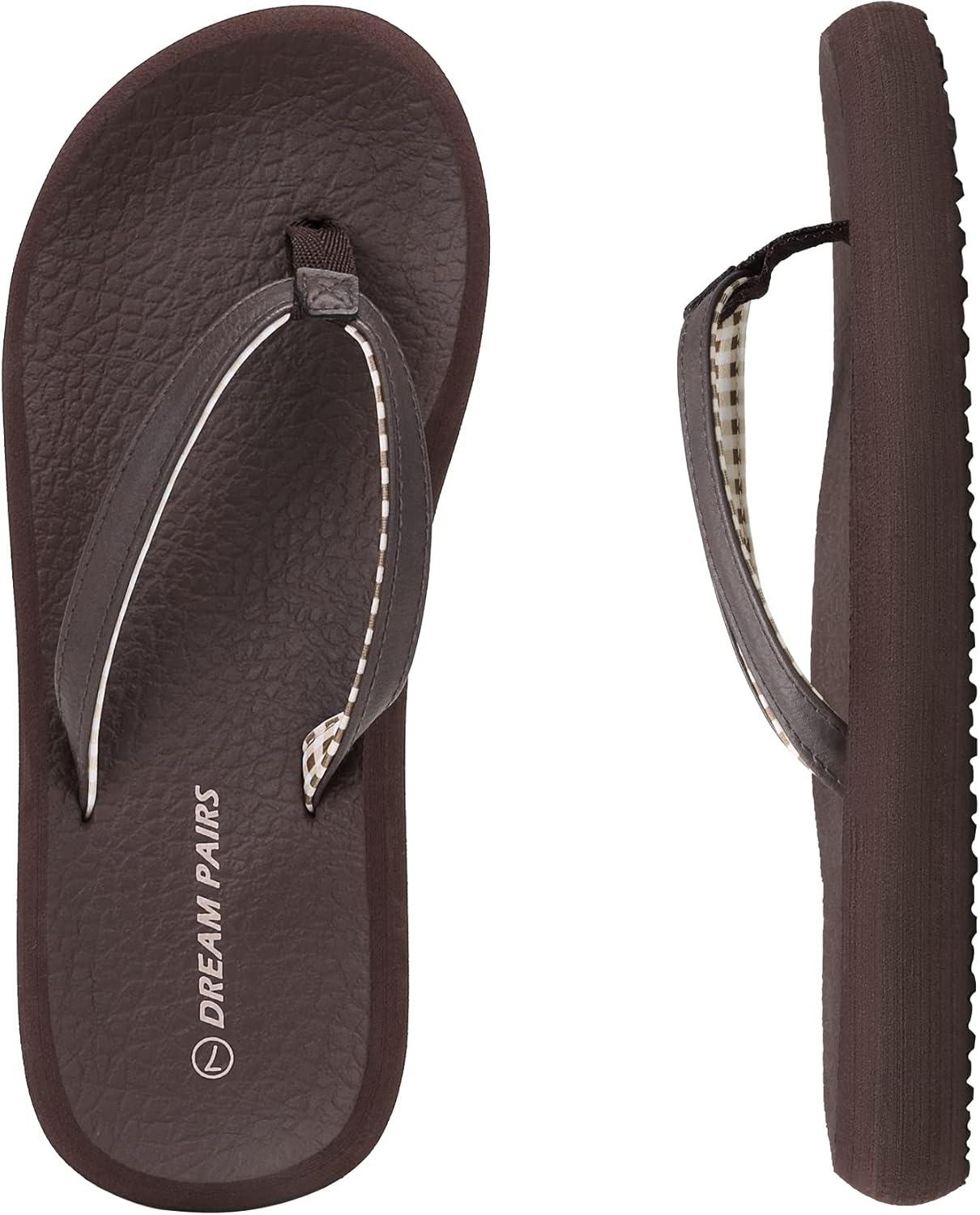 imageDREAM PAIRS Womens Arch Support Flip Flops Comfortable Soft Cushion Thong Sandals for Summer Beach Daily Casual WearBrown