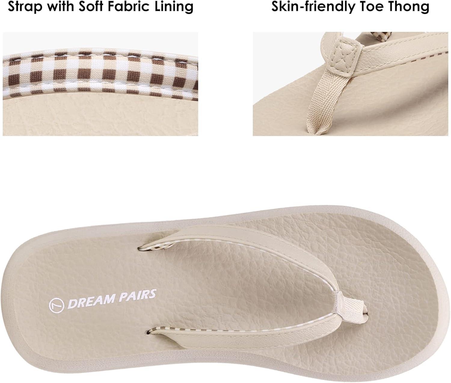 imageDREAM PAIRS Womens Arch Support Flip Flops Comfortable Soft Cushion Thong Sandals for Summer Beach Daily Casual WearCamel