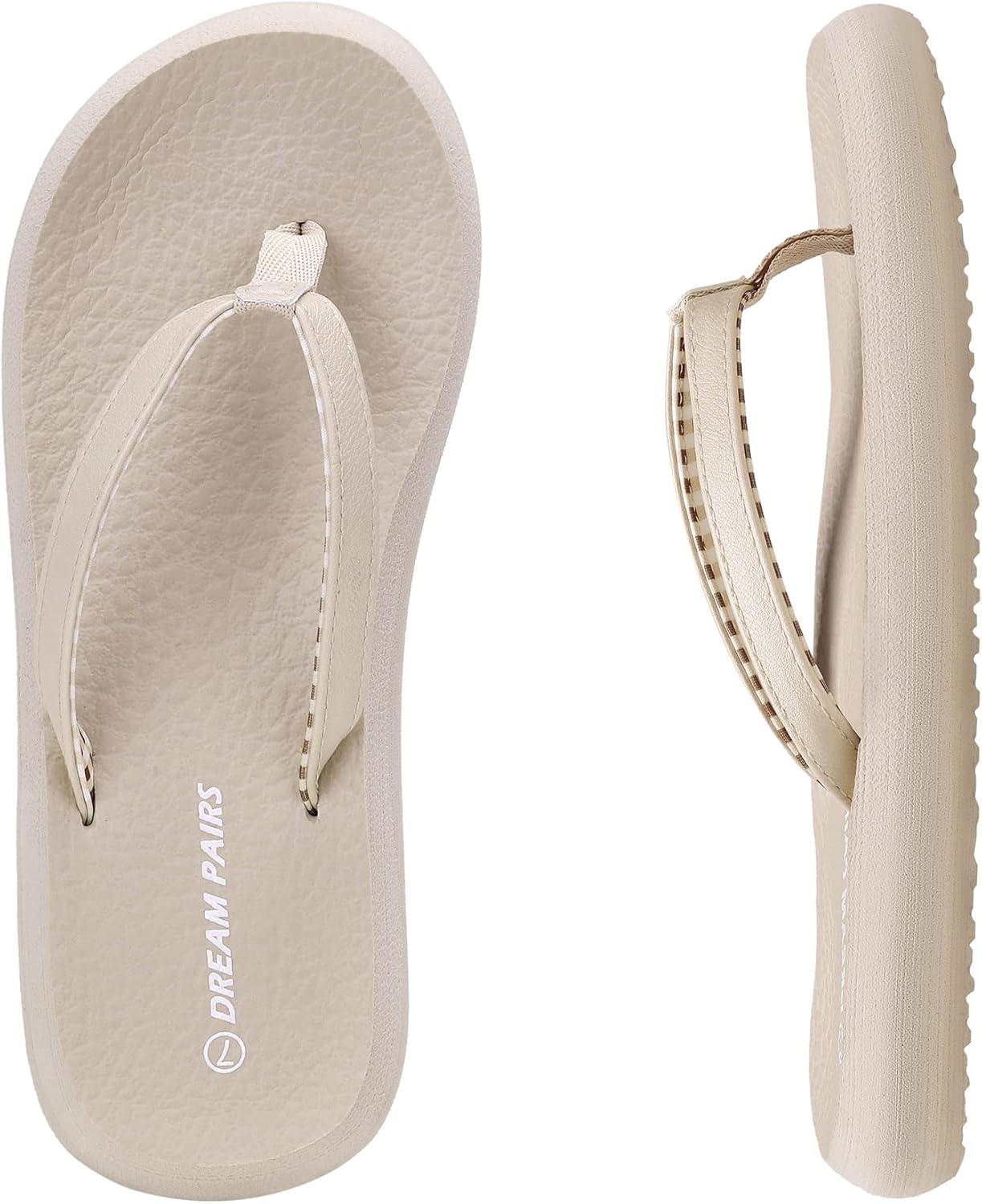 imageDREAM PAIRS Womens Arch Support Flip Flops Comfortable Soft Cushion Thong Sandals for Summer Beach Daily Casual WearCamel