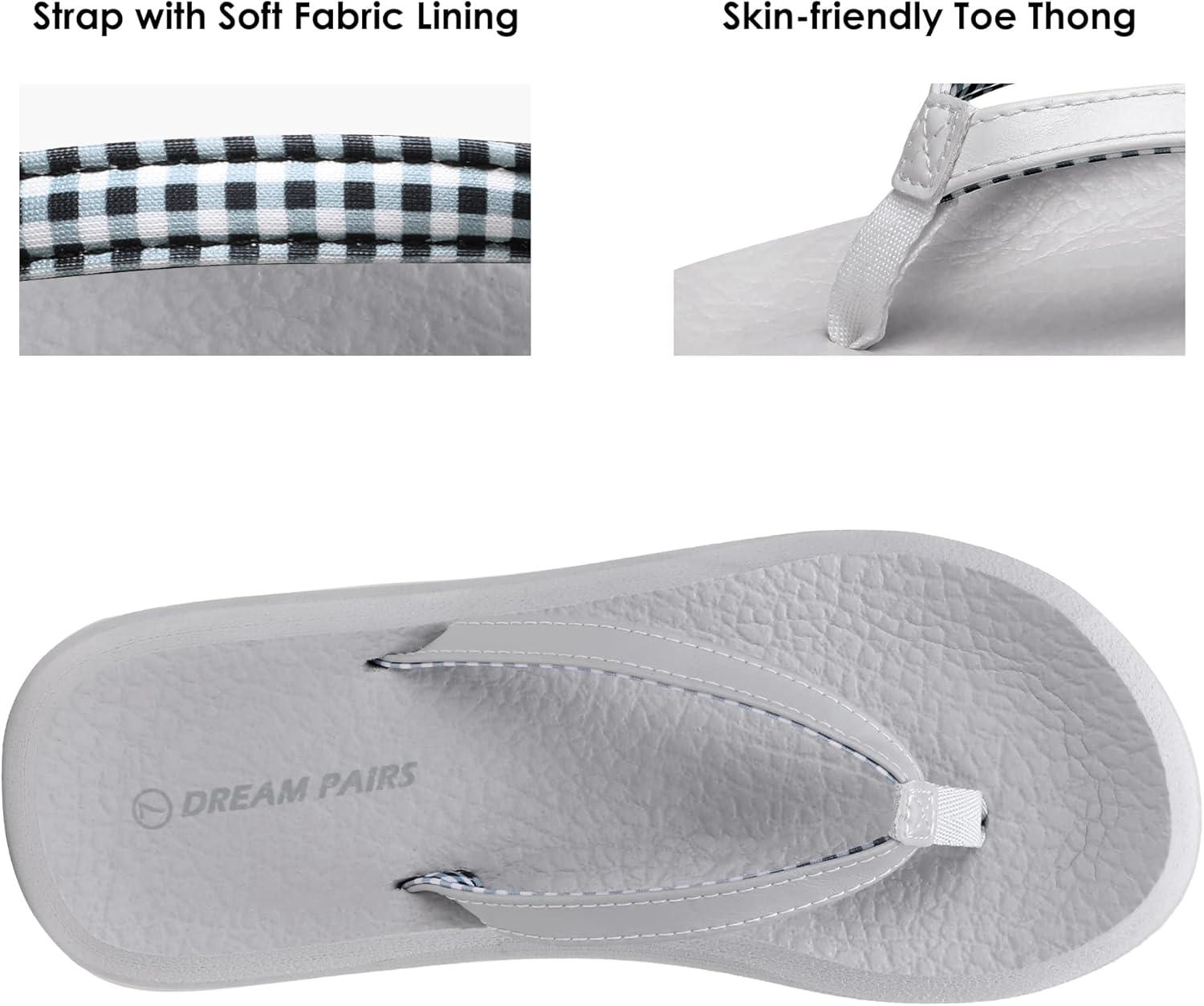 imageDREAM PAIRS Womens Arch Support Flip Flops Comfortable Soft Cushion Thong Sandals for Summer Beach Daily Casual WearGrey