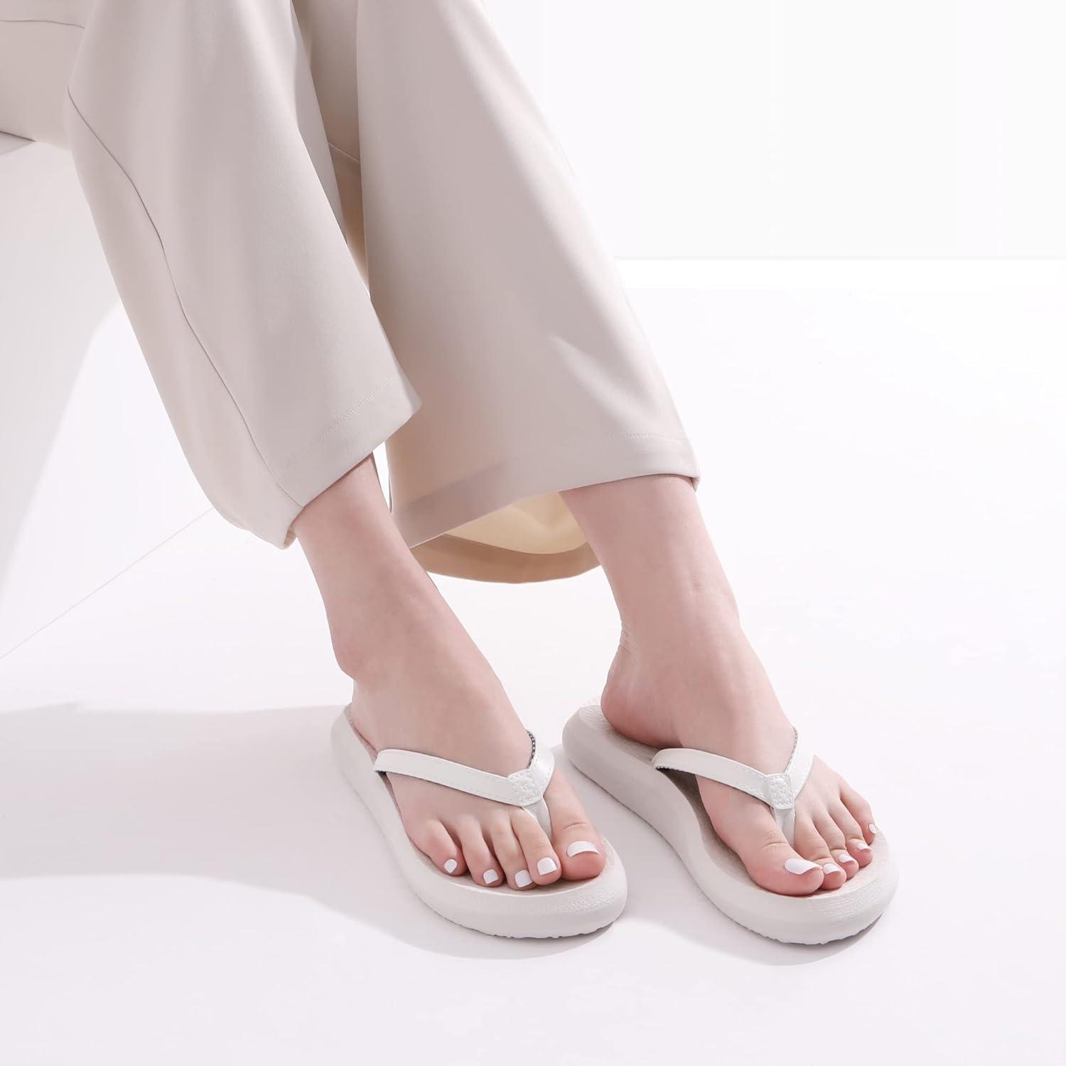imageDREAM PAIRS Womens Arch Support Flip Flops Comfortable Soft Cushion Thong Sandals for Summer Beach Daily Casual WearWhite