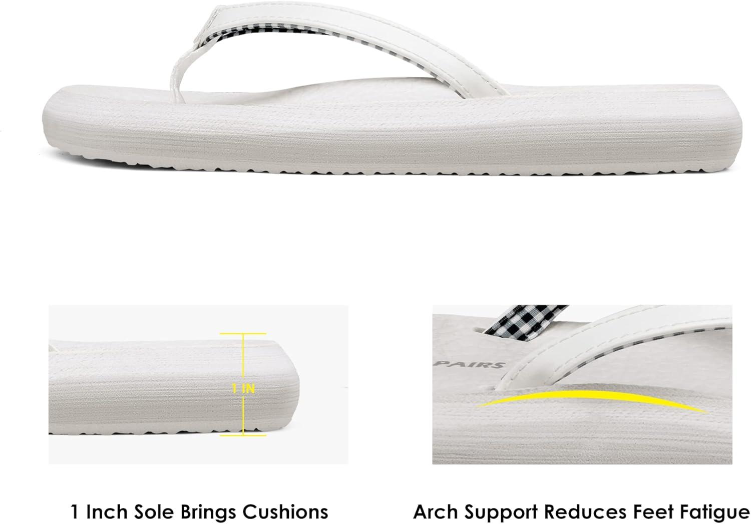 imageDREAM PAIRS Womens Arch Support Flip Flops Comfortable Soft Cushion Thong Sandals for Summer Beach Daily Casual WearWhite