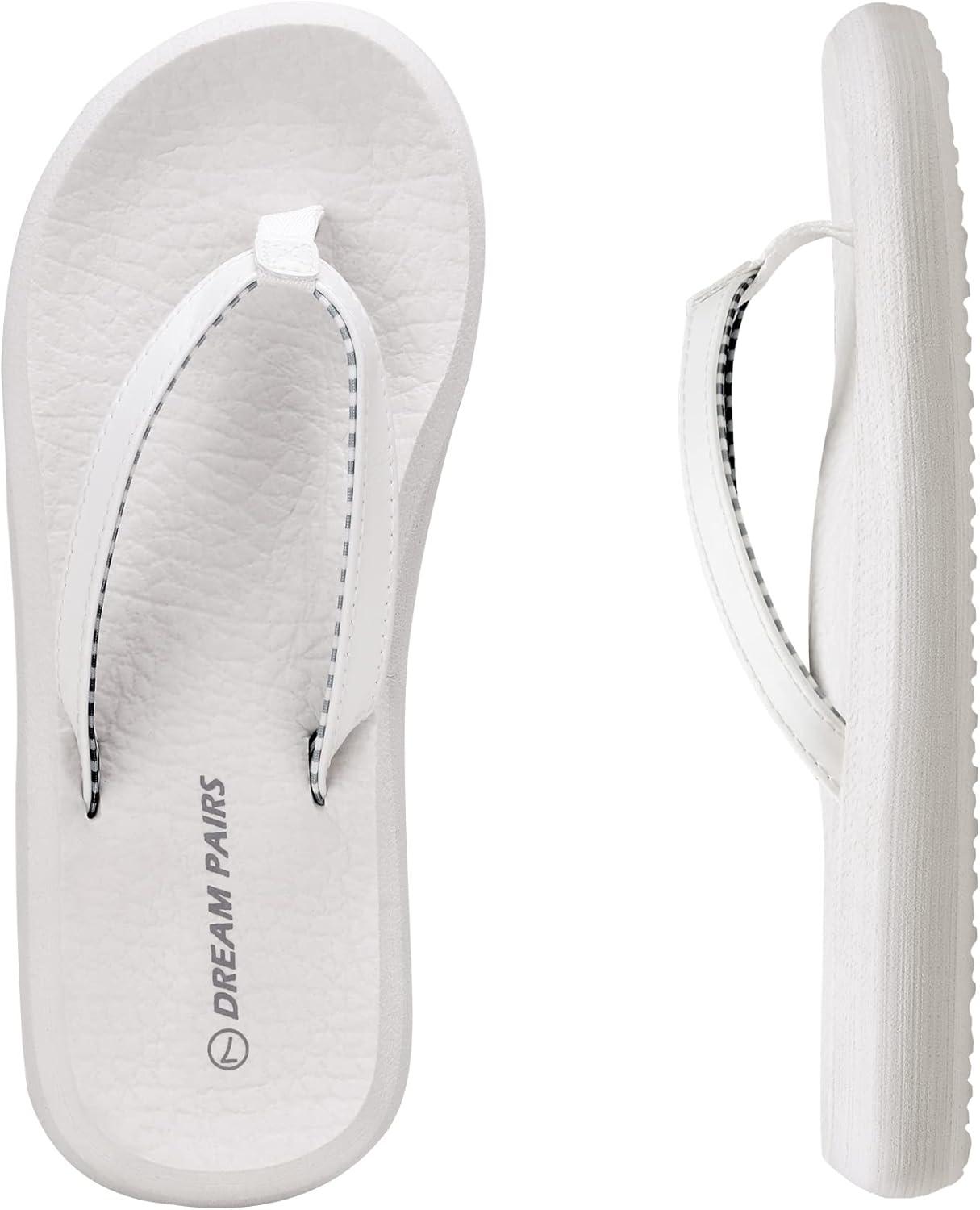imageDREAM PAIRS Womens Arch Support Flip Flops Comfortable Soft Cushion Thong Sandals for Summer Beach Daily Casual WearWhite