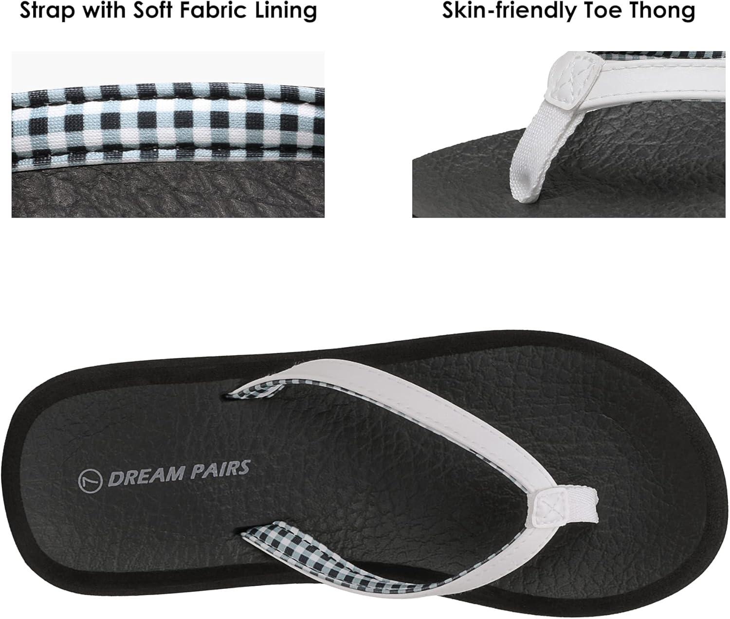 imageDREAM PAIRS Womens Arch Support Flip Flops Comfortable Soft Cushion Thong Sandals for Summer Beach Daily Casual WearWhiteBlack