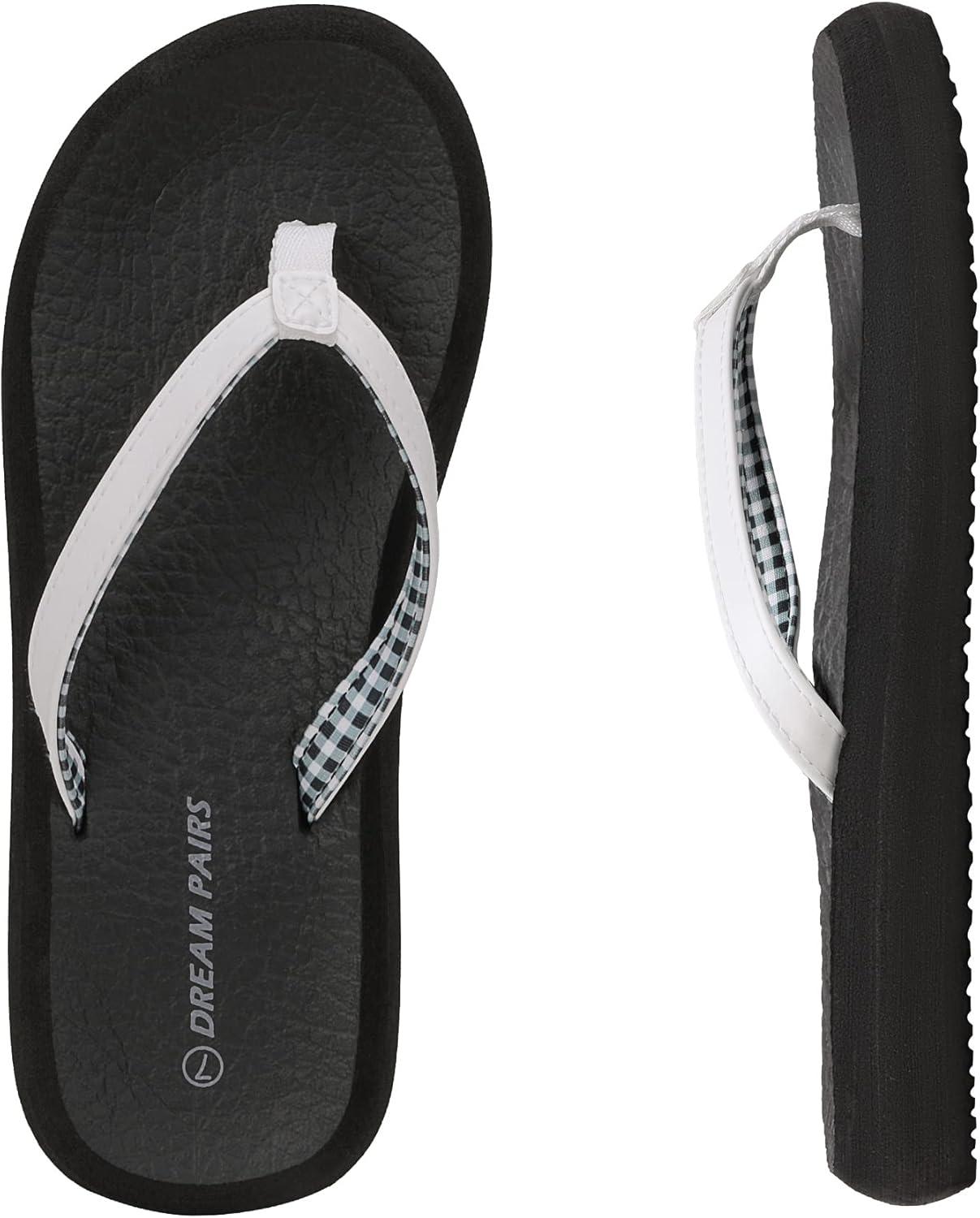 imageDREAM PAIRS Womens Arch Support Flip Flops Comfortable Soft Cushion Thong Sandals for Summer Beach Daily Casual WearWhiteBlack