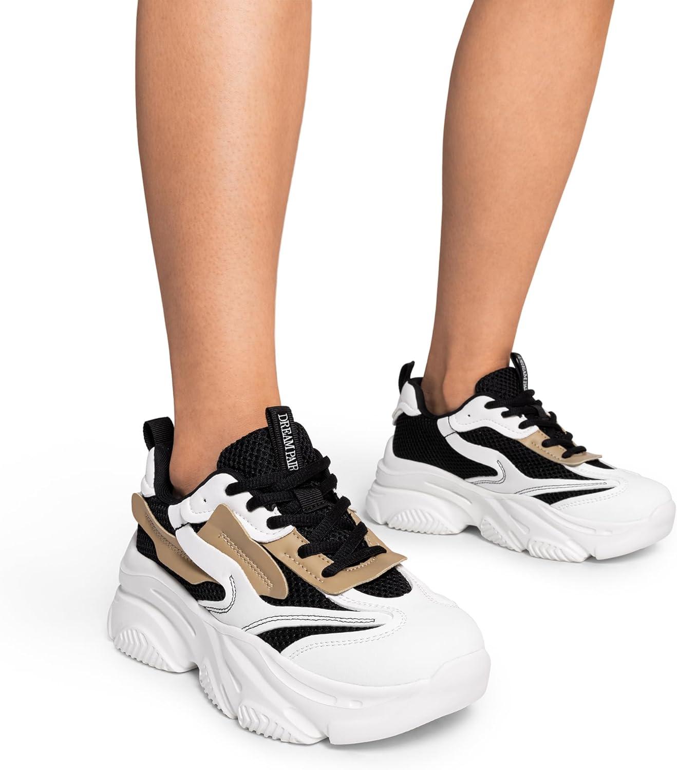 imageDREAM PAIRS Womens Platform Chunky Fashion Sneakers Jaxon Walking LaceUp Comfortable Dad Sneakers Workout Sport Work Casual Tennis ShoesBlackBrown