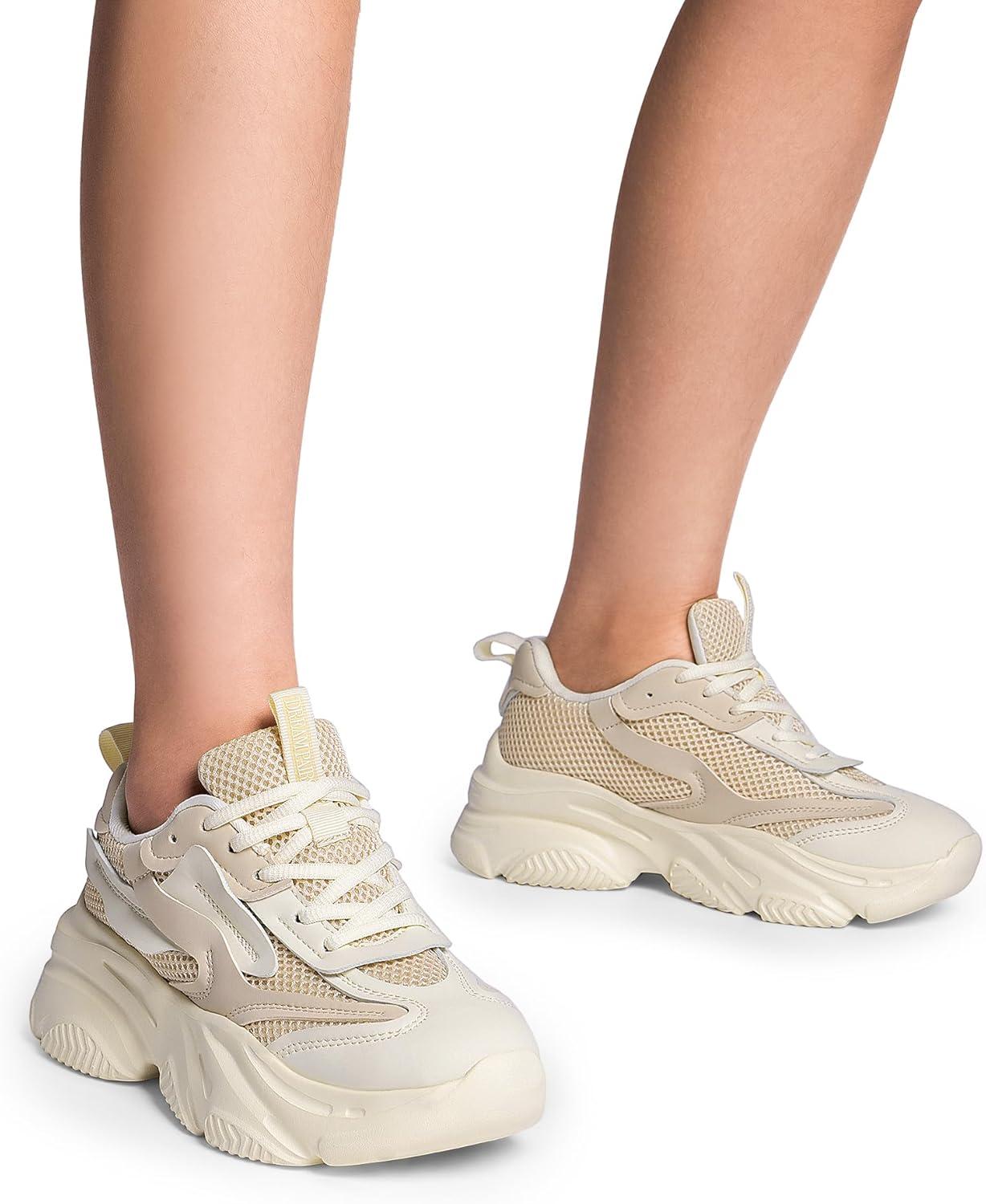 imageDREAM PAIRS Womens Platform Chunky Fashion Sneakers Jaxon Walking LaceUp Comfortable Dad Sneakers Workout Sport Work Casual Tennis ShoesNude