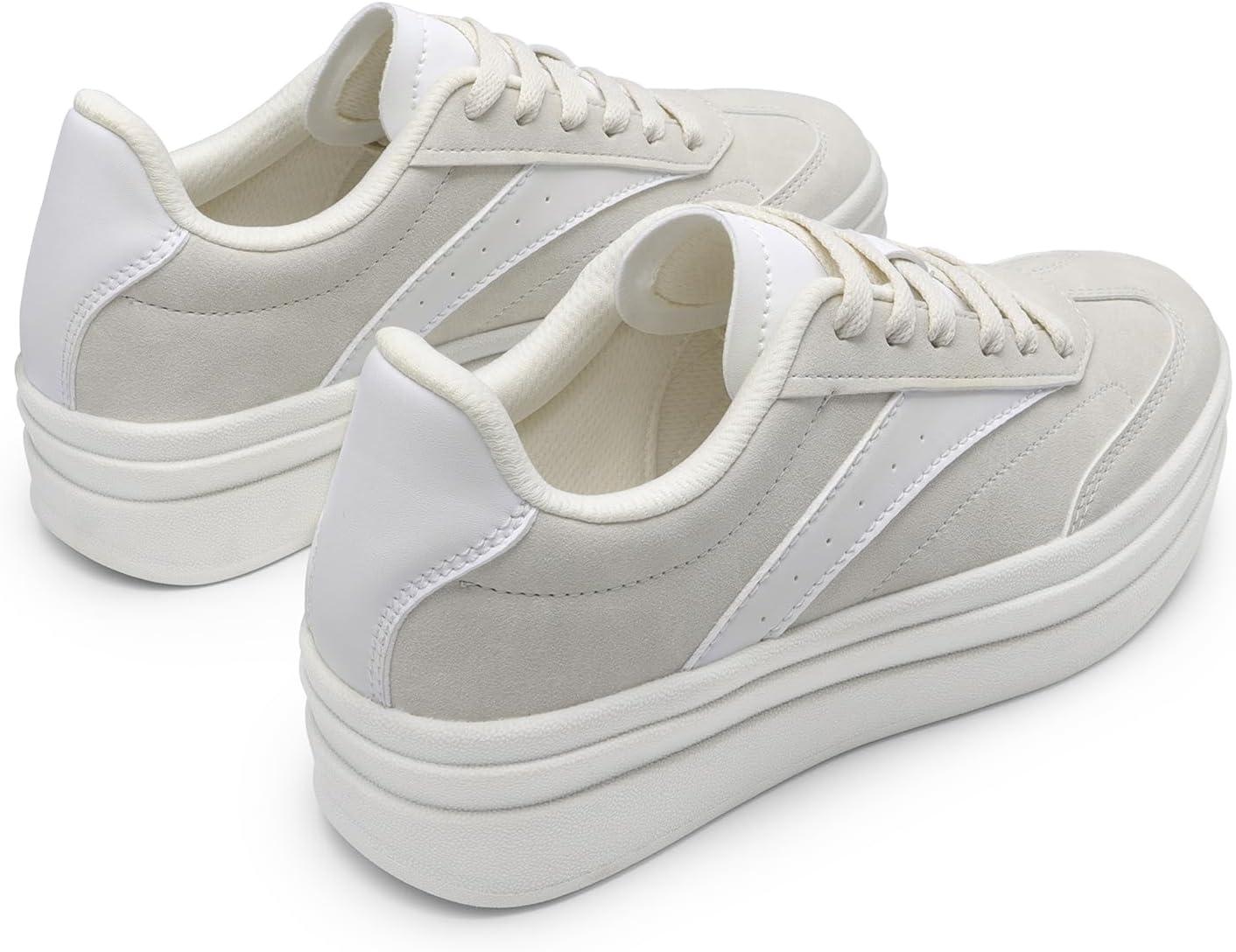 imageDREAM PAIRS Womens Platform Sneakers Walking Val Tennis LaceUp Comfortable Casual Fashion Sneakers ShoesBeige