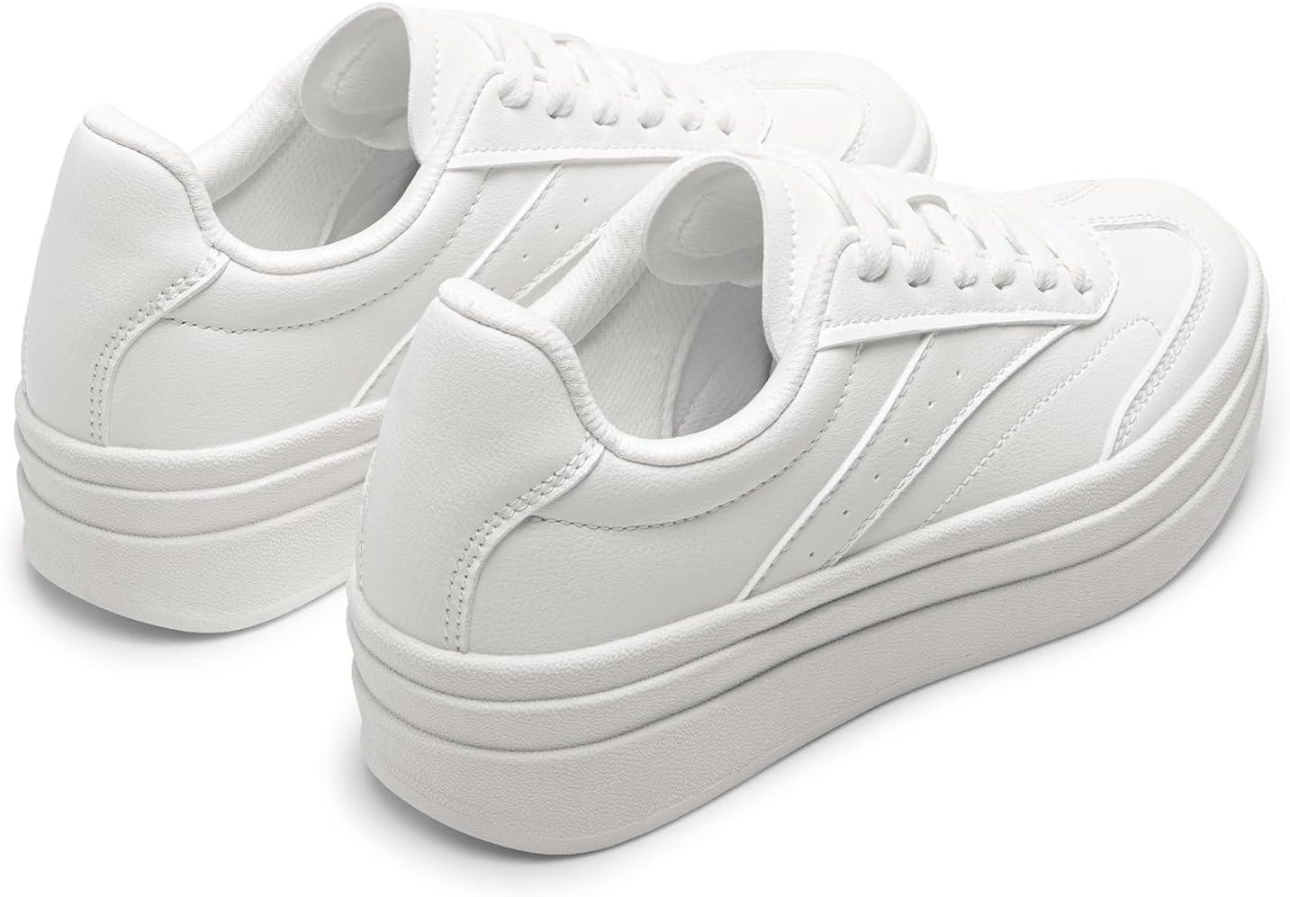 imageDREAM PAIRS Womens Platform Sneakers Walking Val Tennis LaceUp Comfortable Casual Fashion Sneakers ShoesWhite
