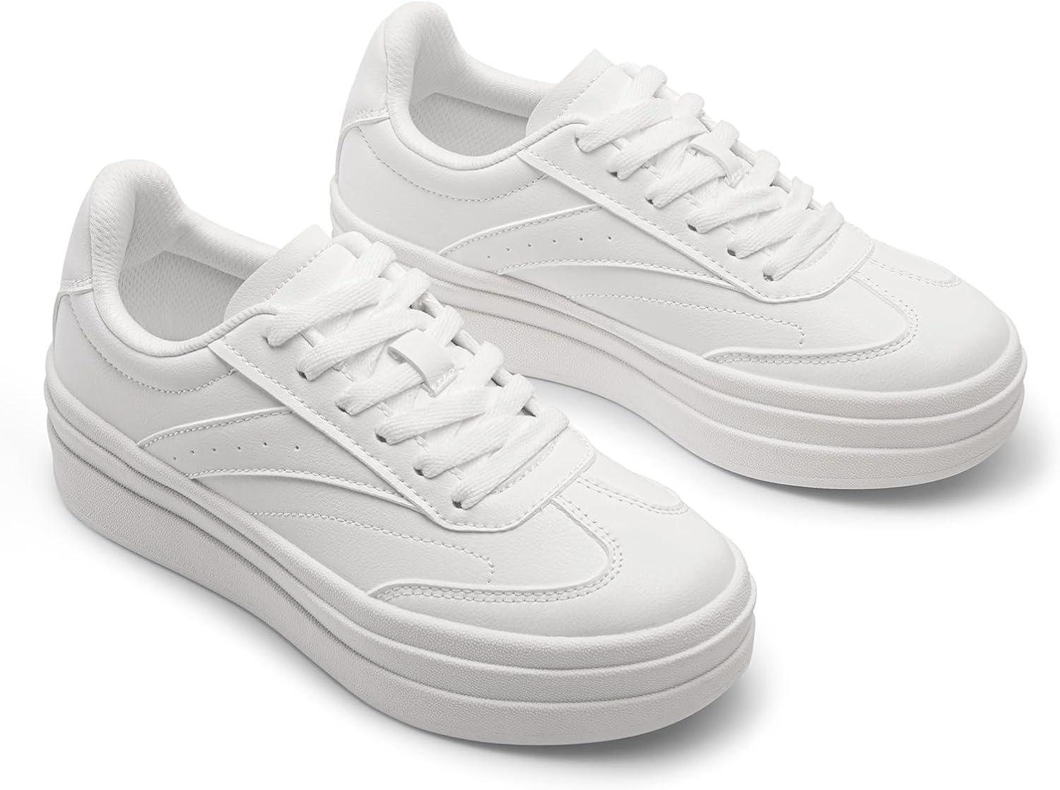imageDREAM PAIRS Womens Platform Sneakers Walking Val Tennis LaceUp Comfortable Casual Fashion Sneakers ShoesWhite