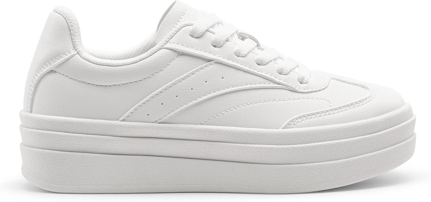 imageDREAM PAIRS Womens Platform Sneakers Walking Val Tennis LaceUp Comfortable Casual Fashion Sneakers ShoesWhite
