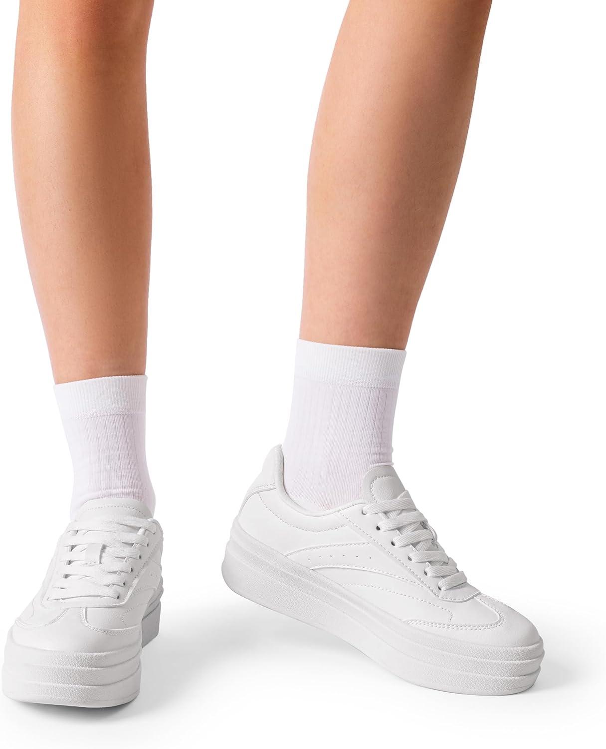 imageDREAM PAIRS Womens Platform Sneakers Walking Val Tennis LaceUp Comfortable Casual Fashion Sneakers ShoesWhite