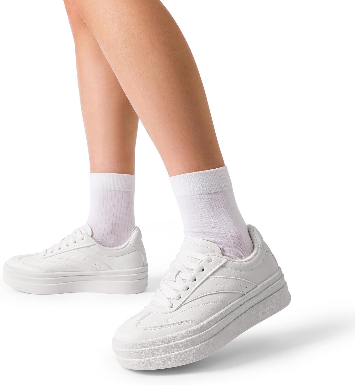 imageDREAM PAIRS Womens Platform Sneakers Walking Val Tennis LaceUp Comfortable Casual Fashion Sneakers ShoesWhite