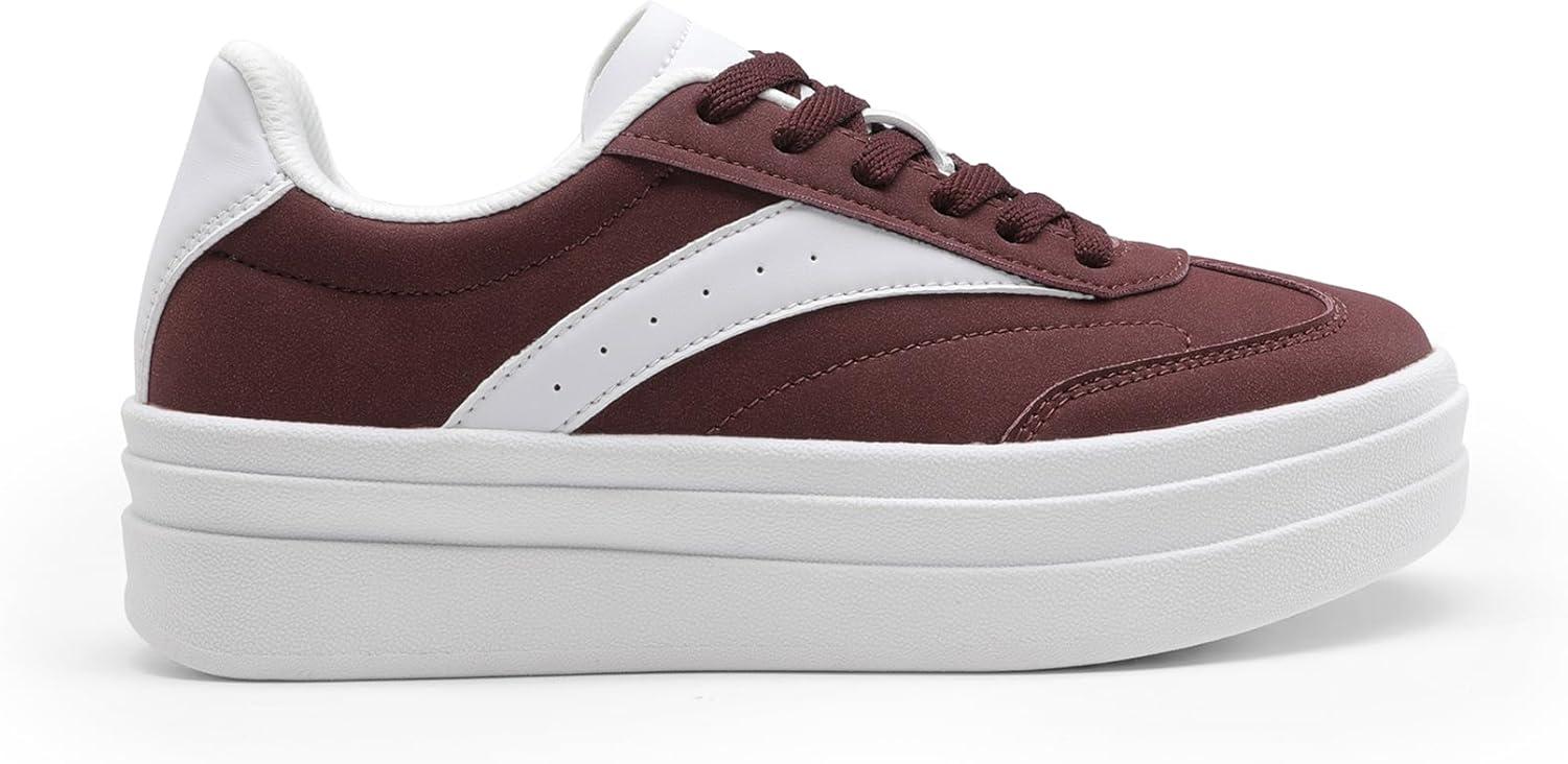 imageDREAM PAIRS Womens Platform Sneakers Walking Val Tennis LaceUp Comfortable Casual Fashion Sneakers ShoesWine Red