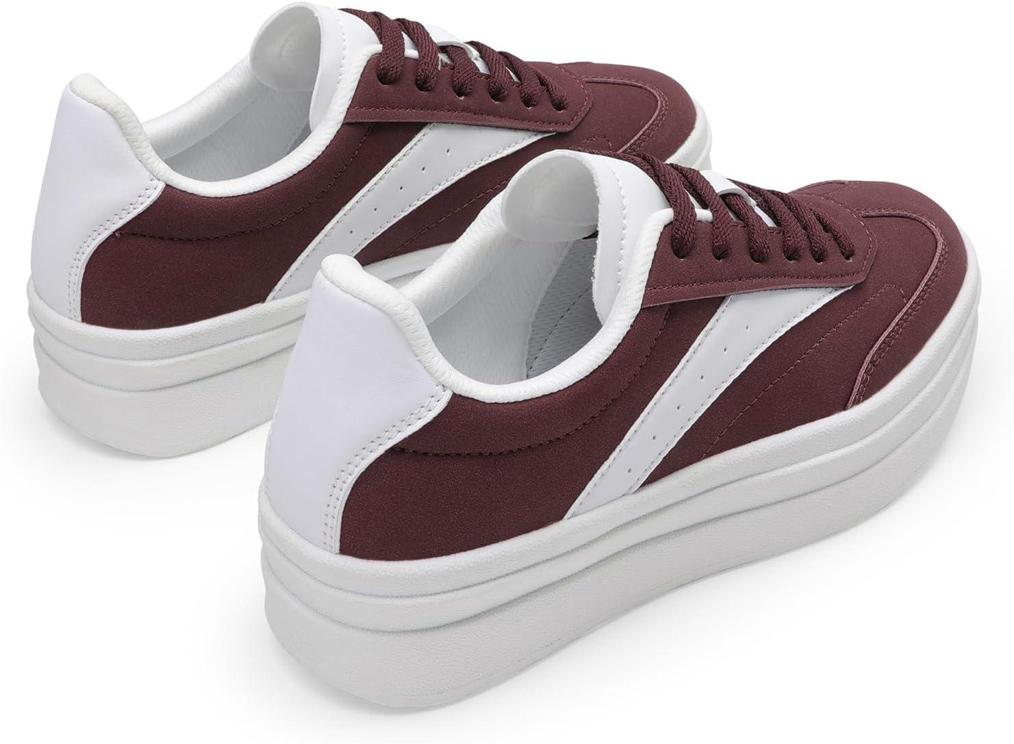 imageDREAM PAIRS Womens Platform Sneakers Walking Val Tennis LaceUp Comfortable Casual Fashion Sneakers ShoesWine Red