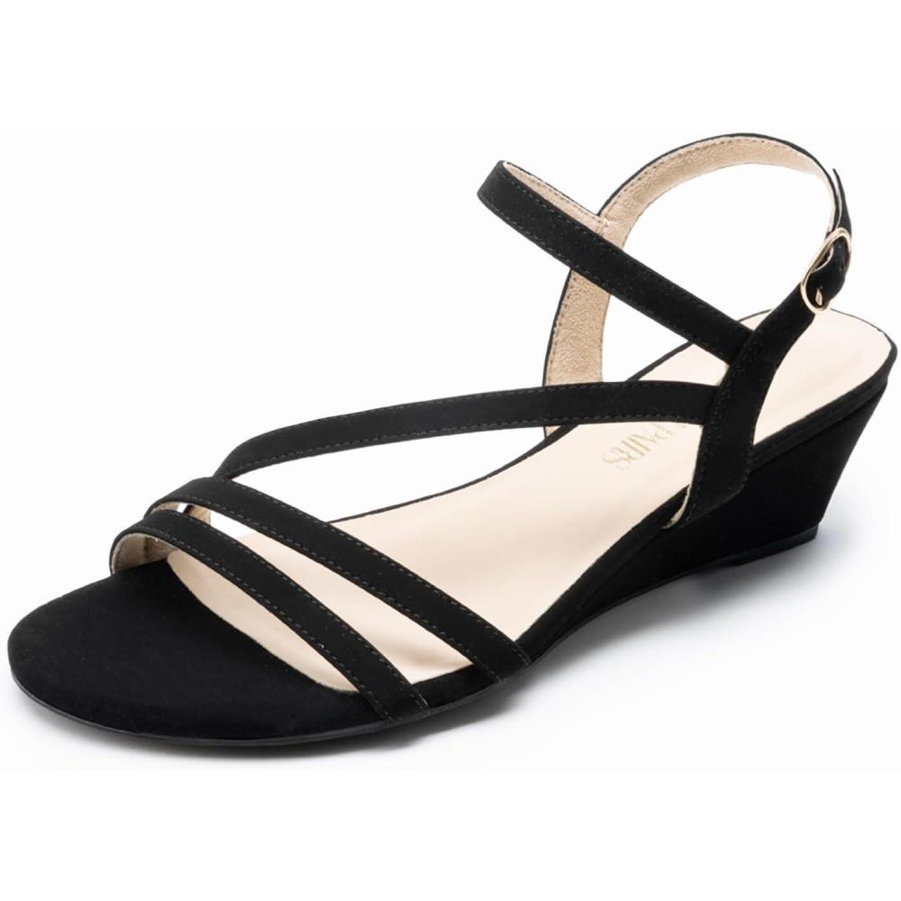 imageDREAM PAIRS Strappy Wrapped Dressy Wedge Sandals Comfortable Ankle Strap Open Toe Evening Dress Wedding Dance Summer ShoesBlacknubuck