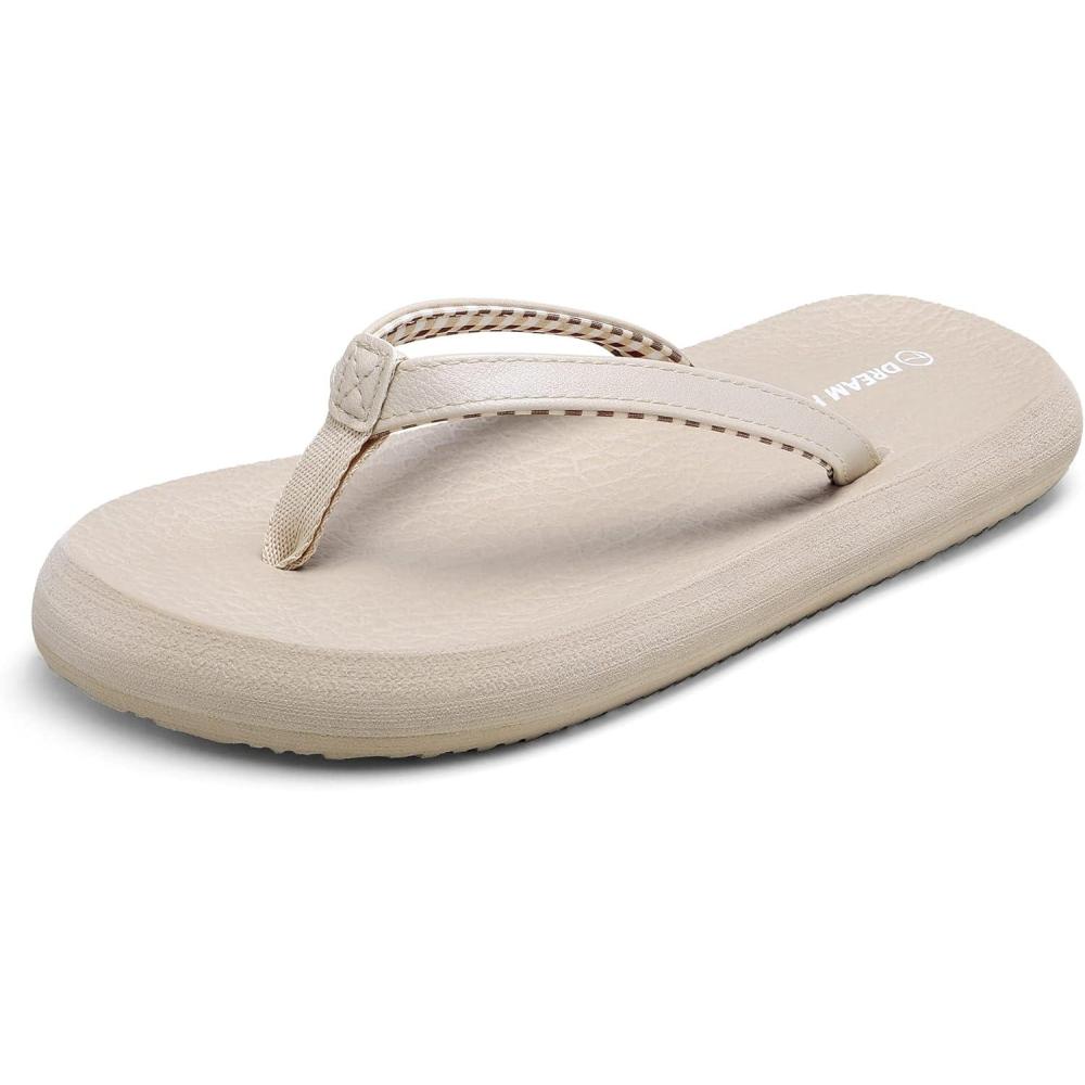imageDREAM PAIRS Womens Arch Support Flip Flops Comfortable Soft Cushion Thong Sandals for Summer Beach Daily Casual WearCamel