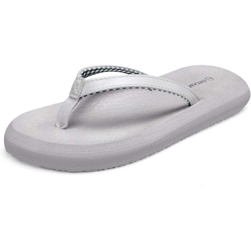 imageDREAM PAIRS Womens Arch Support Flip Flops Comfortable Soft Cushion Thong Sandals for Summer Beach Daily Casual WearGrey