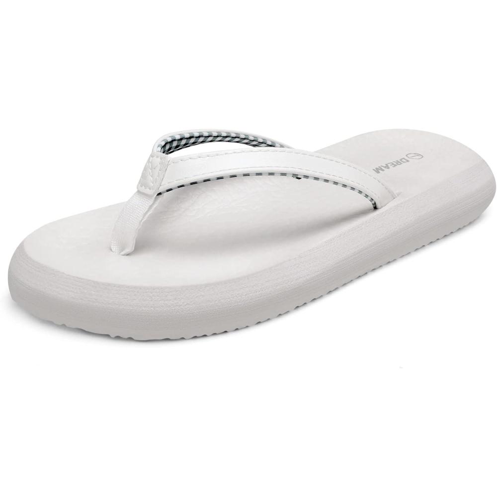 imageDREAM PAIRS Womens Arch Support Flip Flops Comfortable Soft Cushion Thong Sandals for Summer Beach Daily Casual WearWhite