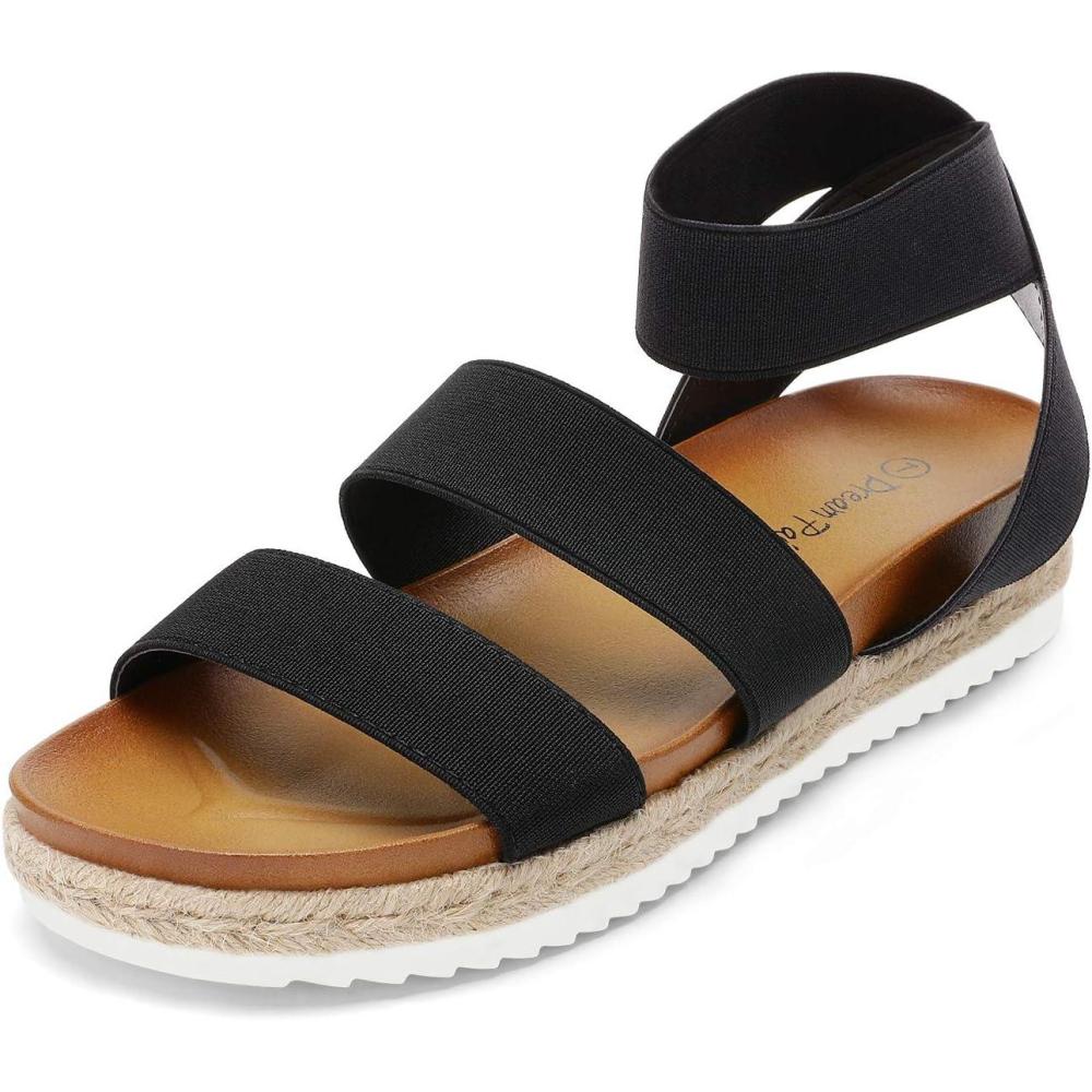 imageDREAM PAIRS Womens Open Toe Ankle Strap Espadrille Flatform Platform Wedge SandalsBlack