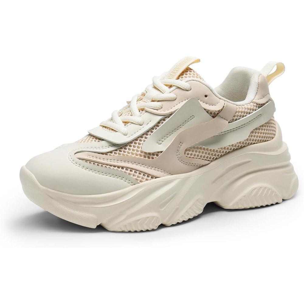 imageDREAM PAIRS Womens Platform Chunky Fashion Sneakers Jaxon Walking LaceUp Comfortable Dad Sneakers Workout Sport Work Casual Tennis ShoesNude