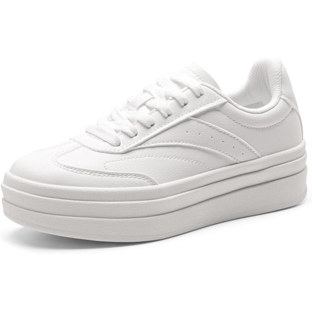 imageDREAM PAIRS Womens Platform Sneakers Walking Val Tennis LaceUp Comfortable Casual Fashion Sneakers ShoesWhite