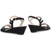 DREAM PAIRS Strappy Wrapped Dressy Wedge Sandals, Comfortable Ankle Strap Open Toe Evening Dress Wedding Dance Summer Shoes(Black-nubuck)