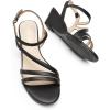 DREAM PAIRS Strappy Wrapped Dressy Wedge Sandals, Comfortable Ankle Strap Open Toe Evening Dress Wedding Dance Summer Shoes(Black-pu)