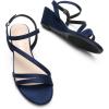DREAM PAIRS Strappy Wrapped Dressy Wedge Sandals, Comfortable Ankle Strap Open Toe Evening Dress Wedding Dance Summer Shoes(Navy-suede)