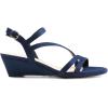 DREAM PAIRS Strappy Wrapped Dressy Wedge Sandals, Comfortable Ankle Strap Open Toe Evening Dress Wedding Dance Summer Shoes(Navy-suede)