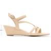 DREAM PAIRS Strappy Wrapped Dressy Wedge Sandals, Comfortable Ankle Strap Open Toe Evening Dress Wedding Dance Summer Shoes(Nude-nubuck)