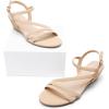 DREAM PAIRS Strappy Wrapped Dressy Wedge Sandals, Comfortable Ankle Strap Open Toe Evening Dress Wedding Dance Summer Shoes(Nude-nubuck)